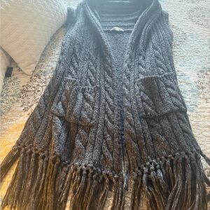 CAbi Gray Cable Knit Sweater Vest